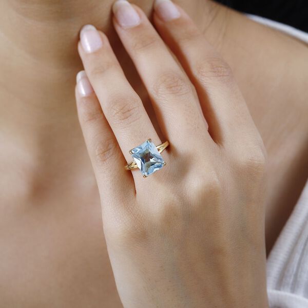 Himmelblauer Topas und weißer Zirkon Ring, ca. 6,12 ct. image number 3