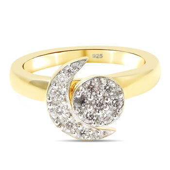 Moissanit Ring, 925 Silber Bicolor (Gr&ouml;&szlig;e 16.00) ca. 0,43 ct