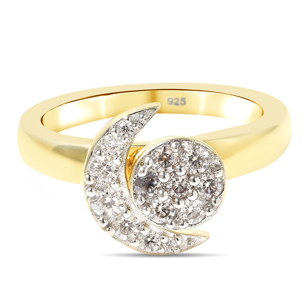 Moissanit Ring, 925 Silber Bicolor  ca. 0,43 ct