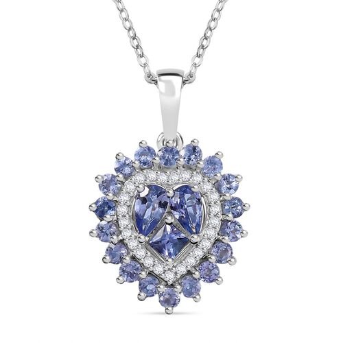 Tansanit Anhänger mit Kette, 925 Silber rhodiniert ca. 1,68 ct. image number 0