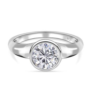 Moissanit Ring, 925 Silber platiniert, (Gr&ouml;&szlig;e 16.00) ca. 1.18 ct