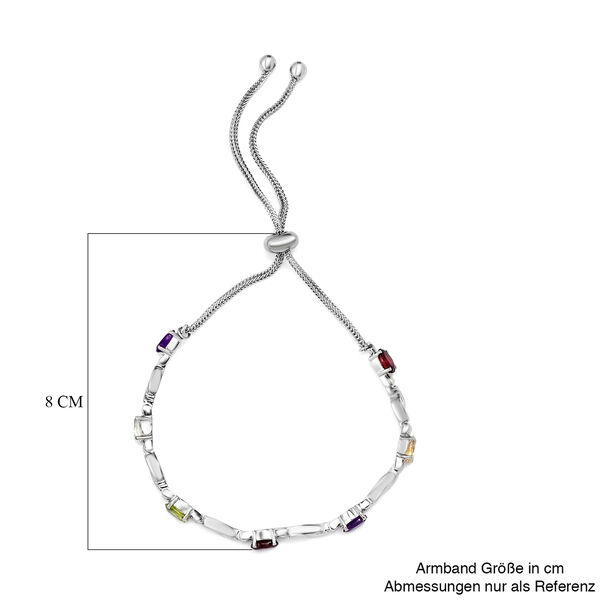 Verstellbares, mehrfarbiges Edelstein-Armband, ca. 26.75 cm, Edelstahl, ca. 3,27 ct image number 5