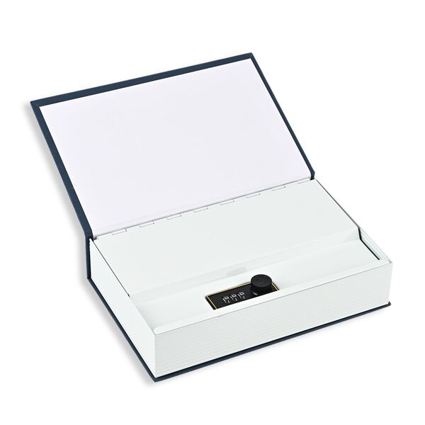 LIVMORE Buchtresor, Stahlbox mit Zahlenschloss, 23,5x15,5x5,5cm, Blau