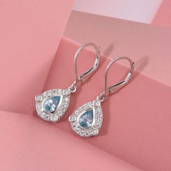 D'Joy AA blaue und wei&szlig;e Zirkon Ohrringe - 1,89 ct.