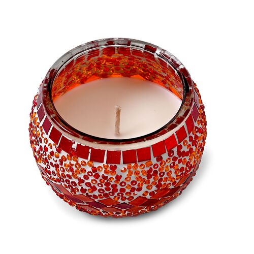 Handgefertigte Mosaikglas, mit Sojawachs-Duftkerze, 180g, 36 Std. Brenndauer, 8ml natürliches Öl, Grapefruit