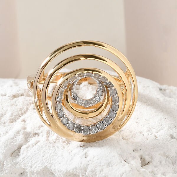 Diamant Ring 925 Silber Gelbgold Vermeil  ca. 0,33 ct image number 2