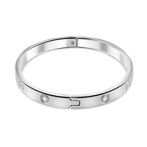 Weißer Zirkonia Armreif ca. 18.5 cm Reiner Edelstahl image number 3