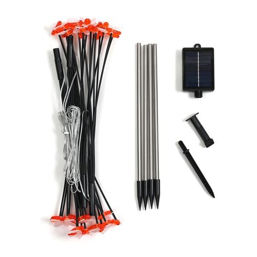4er-Set Solar-Gartenlichter in Feuerwerksform mit 8 Leuchtmodi und Lichtsensor, mit Erdspieß, 80 cm, Schwarz