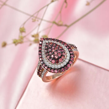 D'Joy AA Padparadscha Saphir und Zirkon Ring - 1,87 ct.