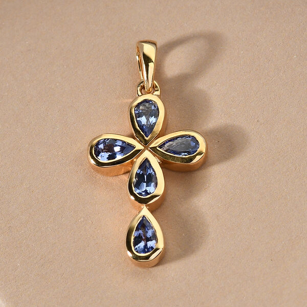 Tansanit Anh&auml;nger 925 Silber vergoldet ca. 1,00 ct image number 3