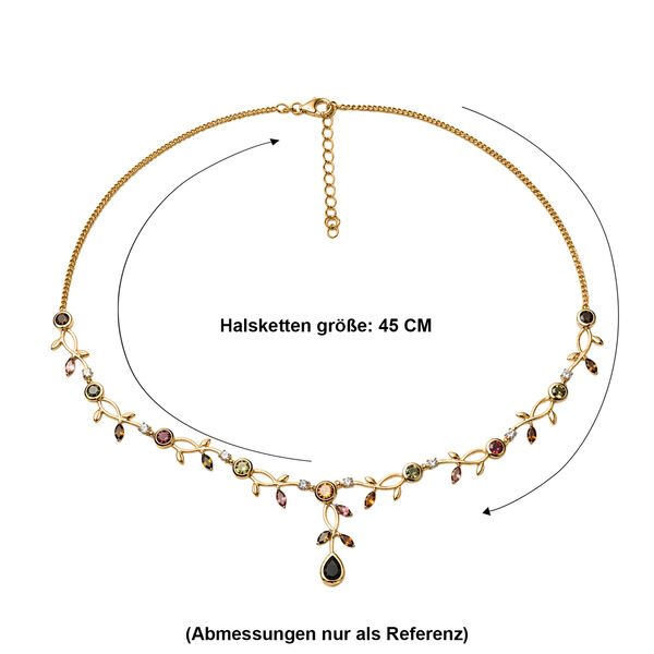 D'Joy AA Mehrfarbig-Turmalin Halskette ca. 45 cm + 5 cm Extender, 925 Silber 750 Gelbgold vermeil ca. 5,38 ct. image number 5