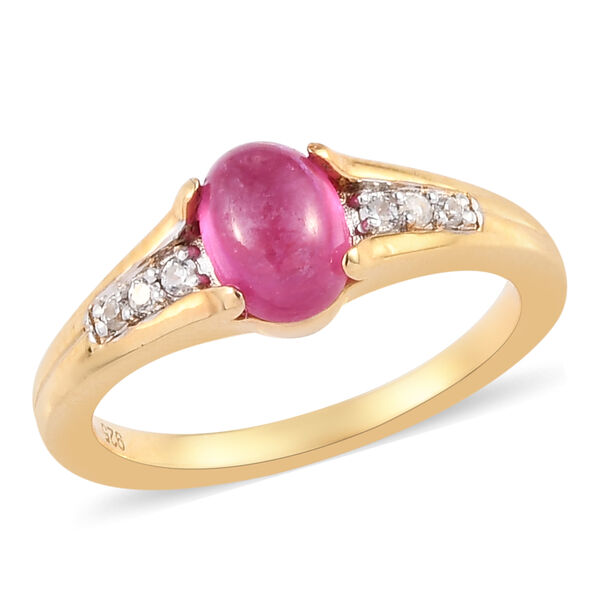 Rubin und Zirkon-Ring, Fissure gef&uuml;llt, 925 Silber vergoldet  ca. 1,32 ct image number 4