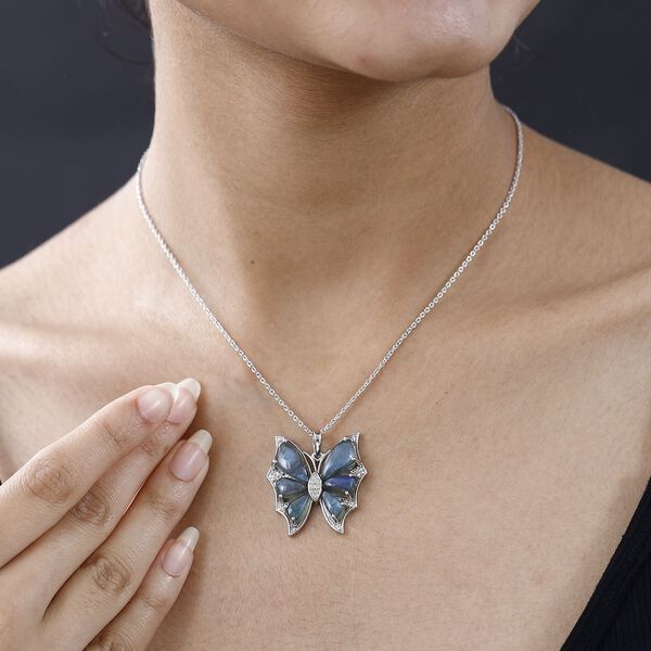 GP Italian Garden Kollektion- AA Labradorit, Zirkon und blauer Saphir-Anh&auml;nger und 45cm Kette- 15,36 ct. image number 2