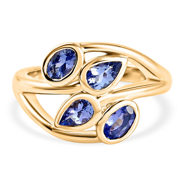 Tansanit Bypass Ring 925 Silber vergoldet  ca. 0,81 ct