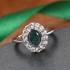 Blaugrüner Grandidierit und Zirkon Halo Ring 925 Silber Platin-Überzug image number 1