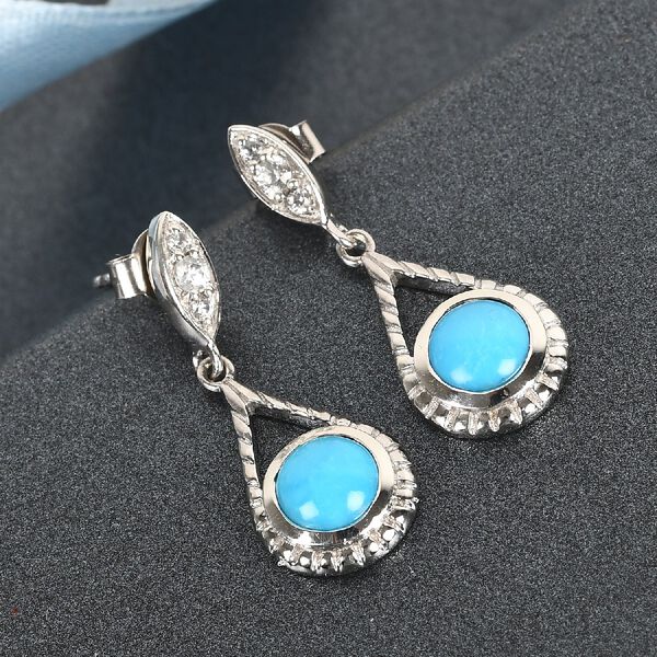 Natürlicher Sleeping Beauty Türkis Ohrhänger 925 Silber platiniert 2.11 ct  image number 2