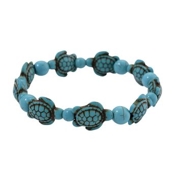 Flexibles blaues rekonstituiertes Howlith Armband, Schildkr&ouml;ten-Design - 75 ct.