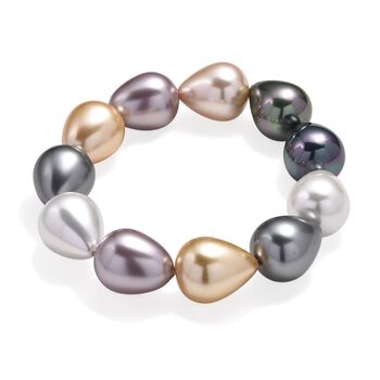 Flexibles mehrfarbiges Tropfen Muschelkernperle Armband