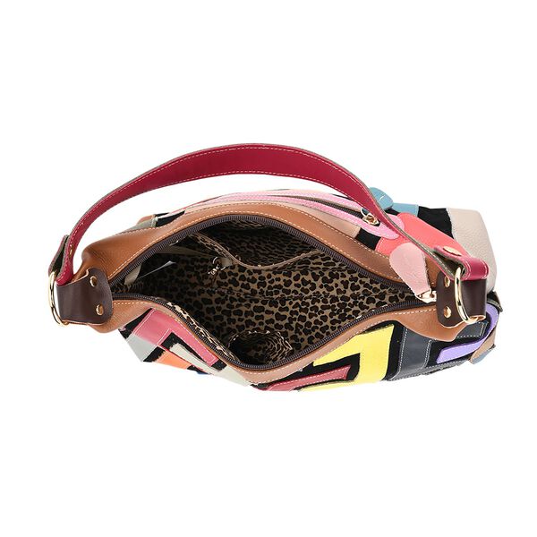 Chaos by Elsie Echtleder Crossbody mit RFID, Matt geprägtes Multicolor Design, 32 x 12.5 x 22 cm, Mehrfarbig image number 6