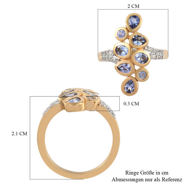 Tansanit und Zirkon Ring 925 Silber vergoldet  ca. 1,28 ct image number 7