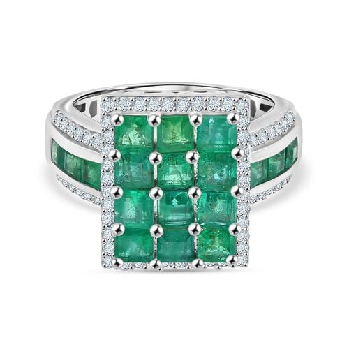 D’joy AA Smaragd Ring 925 Silber rhodiniert (Größe 18.00) ca. 3,15 ct image number 0