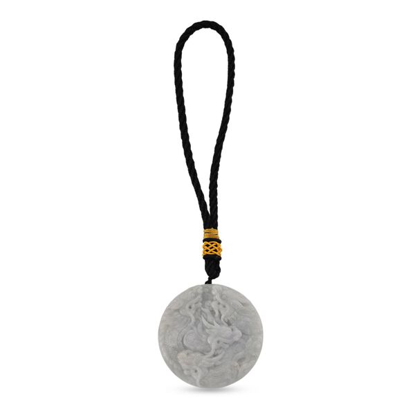 "One piece  approx 45mm carving Double dragon  Burmese Type A Natural Jadeit hanging d&eacute;cor  " image number 3