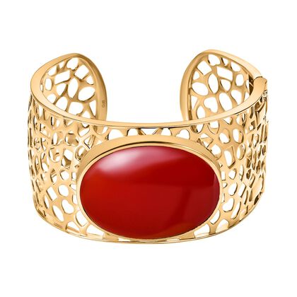 Roter Achat Armreif, ca. 19 cm, vergoldet, ca. 62.12 ct