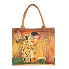 Bedrucktes Tote-Bag- und Geldb&ouml;rsen-Set - 2-teiliges Set mit Klimt-Motiv, robustem Polyester, 40 x 35 x 2,5 cm, Gelb