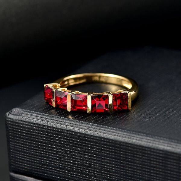 J Francis gefertigt mit SWAROVSKI- Siam Farbe Swarovski Kristall Ring, 925 Silber vergoldet image number 1