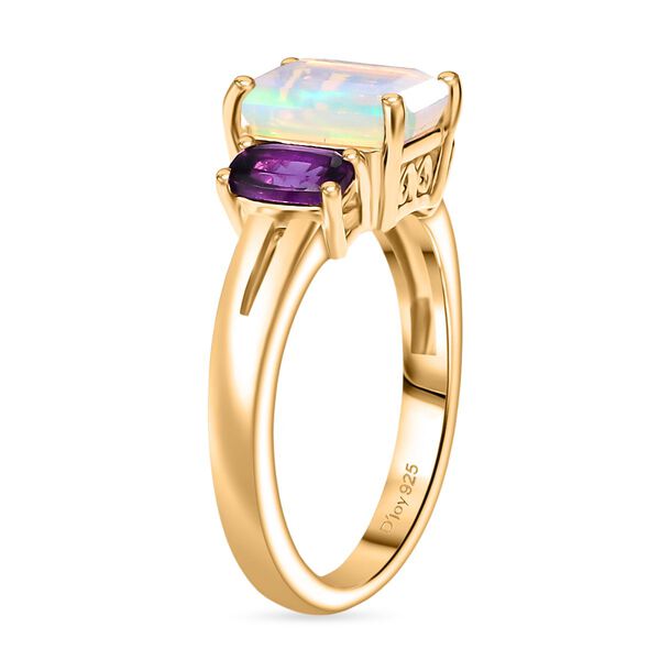 D'Joy AA Natürlicher, äthiopischer Welo Opal, Lusaka Amethyst Ring 925 Silber vergoldet (Größe 19.00) ca. 1.43 ct image number 5