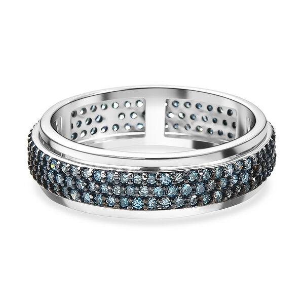 LUXURIANT DIAMOND - Lab Grown Blauer Diamant SI-GH SGL zertifiziert Ring 925 Silber rhodiniert (Gr&ouml;&szlig;e 18.00) ca. 1,00 ct