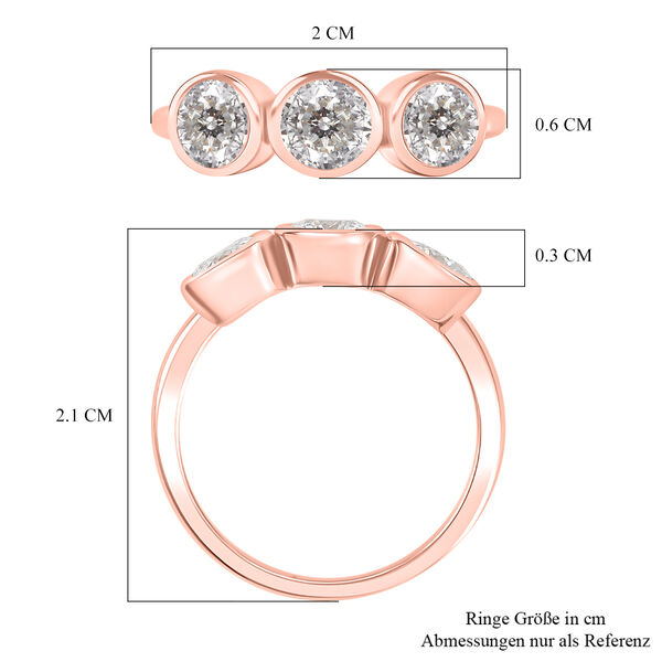 D&rsquo;joy 100 Facetten Moissanit Ring 925 Silber 750 Ros&eacute;gold Vermeil (Gr&ouml;&szlig;e 18.00) ca. 1,37 ct image number 7