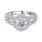 D’joy Moissanit Ring 925 Silber rhodiniert (Größe 19.00) ca. 2,16 ct