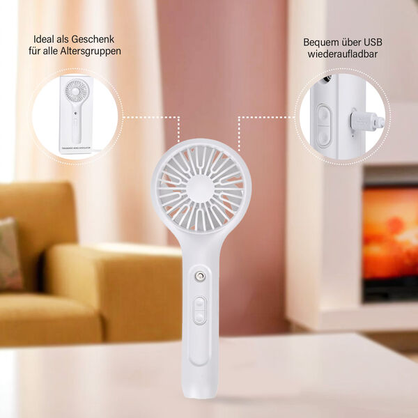 Mini-Handventilator mit Nebelspray, Weiß image number 3