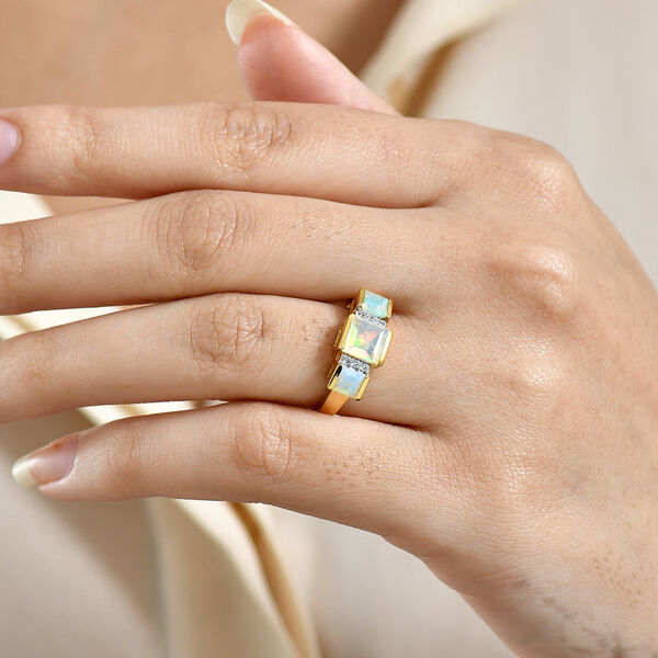 D'Joy AA nat&uuml;rlicher, &auml;thiopischer Welo Opal und Zirkon Ring - 1,13 ct. image number 3