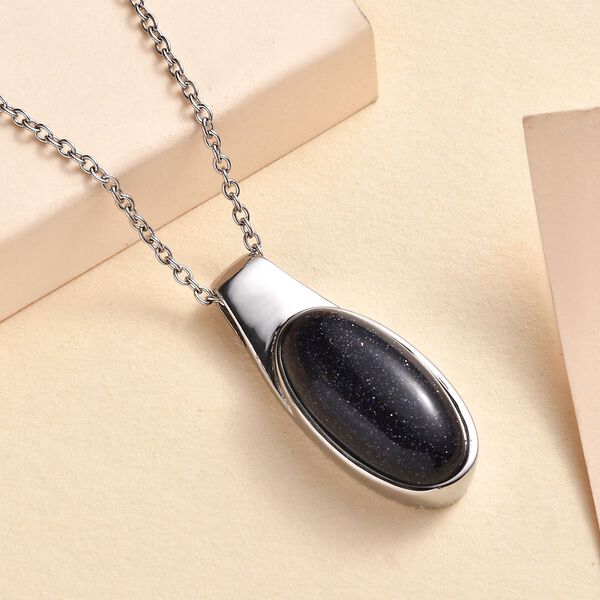 AAA blauer Sandstein-Anh&auml;nger mit 50cm Kette - 10,50 ct. image number 2