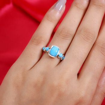 Nat&uuml;rlicher Sleeping Beauty T&uuml;rkis Edelstein Ring 925 Silber Platin-&Uuml;berzug