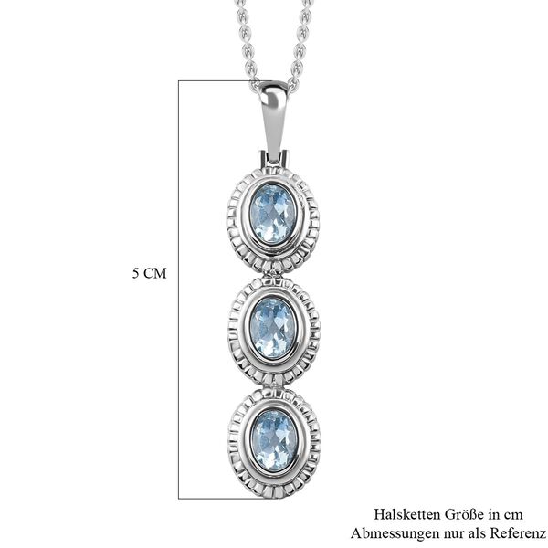 Himmelblauer Topas Anhänger mit Kette, Edelstahl ca. 2.25 ct image number 6