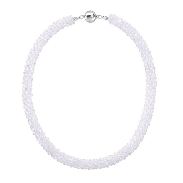 2er Set - Weißer Kristall Halskette und Armband, flexibel image number 3