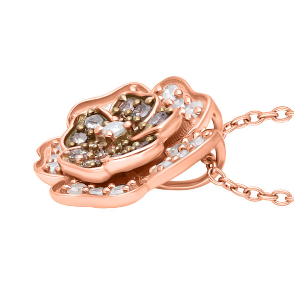 Nat&uuml;rlicher Champagner und wei&szlig;er Diamant-Anh&auml;nger mit Kette - 0,33 ct. image number 4