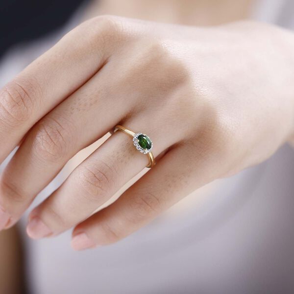 Nat&uuml;rlicher Chromdiopsid und Diamant Ring - 0,53 ct. image number 3