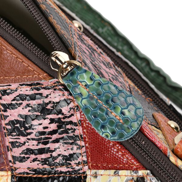 Chaos by Elsie -  Echtleder Handtasche mit RFID-Schutz, Glänzendes Krokodil-Prägungsmuster, 33x17x20 cm image number 6