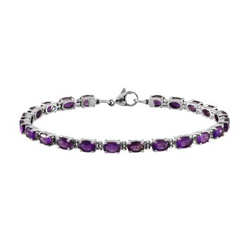 Afrikanisches Amethyst-Armband, ca. 19 cm, Edelstahl, ca. 9.28 ct