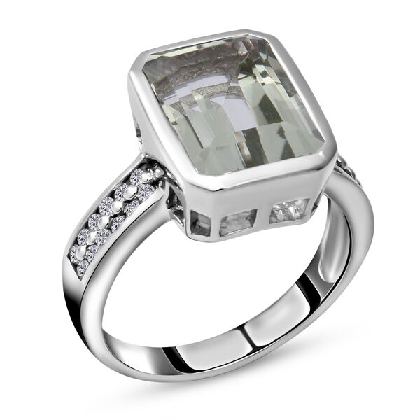 Prasiolith und Zirkon-Ring, 925 Silber platiniert  ca. 7,28 ct image number 3
