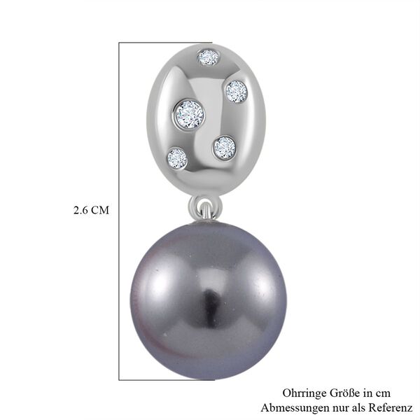 Tahiti Muschelkernperle, Moissanit Ohrringe 925 Silber platiniert image number 6