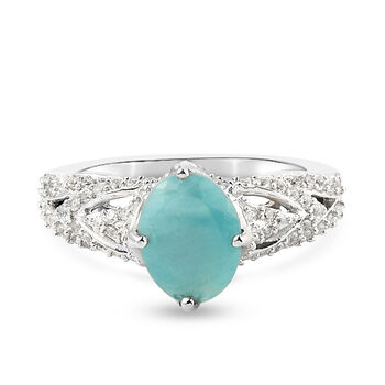 Grandidierit und Zirkon Ring 925 Silber platiniert  ca. 2,75 ct