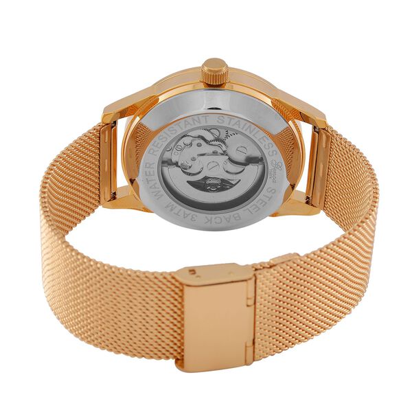 GENOA TIME V2 - Automatische mechanische Uhr mit Drachenmuster und Edelstahl-Mesharmband, 23 cm, vergoldet, ca. 89,00g image number 7