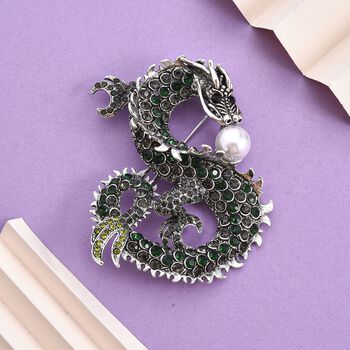 Kunststoff Perle, Mehrfarbiger Kristall Brosche Antik-silber-Plattierung