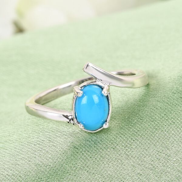 Nat&uuml;rlicher Sleeping Beauty T&uuml;rkis Solit&auml;r Ring 925 Silber Platin-&Uuml;berzug image number 2