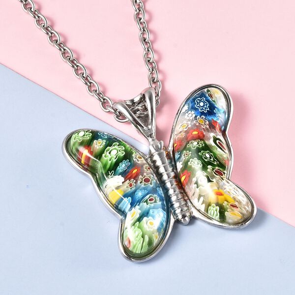 Schmetterlings-Anhänger mit 60cm Kette im Murano-Stil image number 9